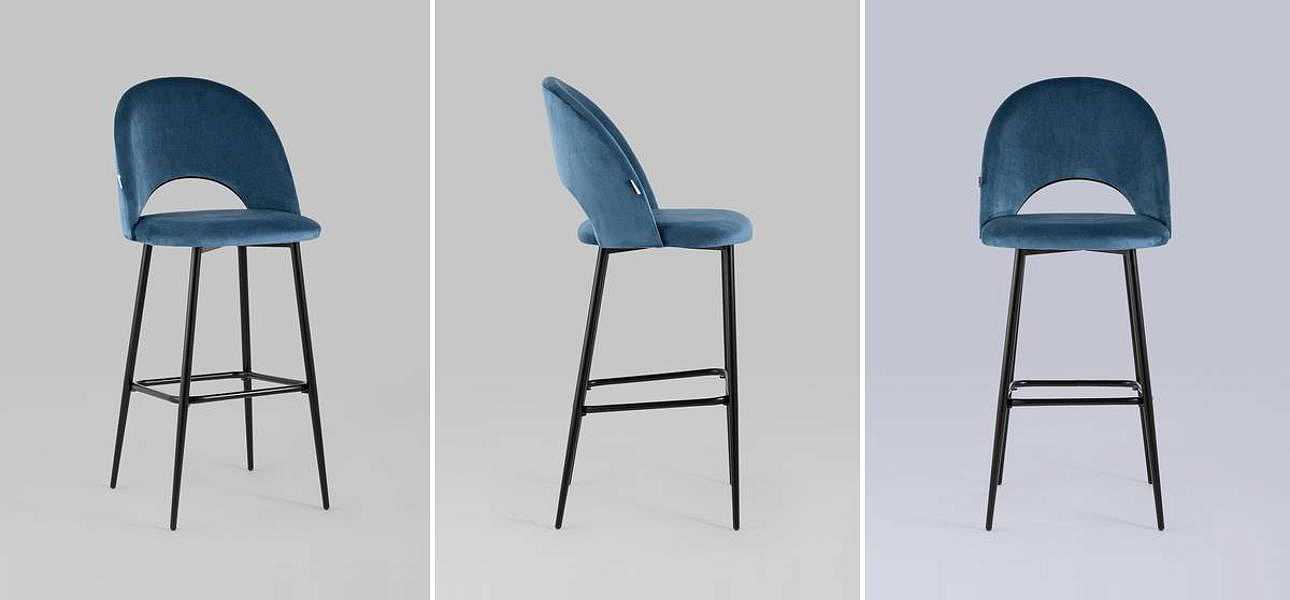 Барный Стул CLIFF Chair Синий Велюр Барный Стул CLIFF Chair Синий Велюр - Loft-Concept в Кирове