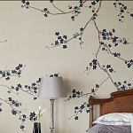 Обои ручная роспись Cherry Tree Original colourway on Stone Ochre dyed silk варинант исполнения - 1 | Loft Concept в Кирове