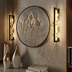 Бра вертикальное черного цвета с золотыми кругами и квадратами Gravyura варинант исполнения - 6 | Loft Concept в Кирове