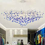 Люстра овальная с синими стеклянными подвесками в форме капель FAIRYTREE Light варинант исполнения - 4 | Loft Concept в Кирове