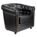 Кресло кожаное с мягкими подлокотниками на 4-х деревянных ножках Logan Leather Armchair black варинант исполнения - 1 | Loft Concept в Кирове