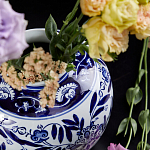 Ваза округлой формы с бело-синим цветочным орнаментом Blue & White Ornament  варинант исполнения - 3 | Loft Concept в Кирове