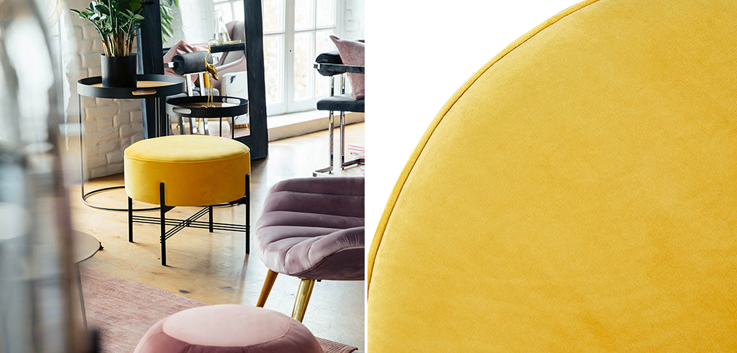 Пуф желтый велюровый Sanjay Velour Pouf Yellow Пуф желтый велюровый Sanjay Velour Pouf Yellow - Loft-Concept в Кирове