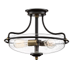 Потолочный светильник со стеклянным плафоном на изогнутых кронштейнах Quoizel  варинант исполнения - 15 | Loft Concept в Кирове