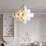 Люстра  с каскадом из круглых декоративных элементов  White Clear Glass Chandelier варинант исполнения - 3 | Loft Concept в Кирове