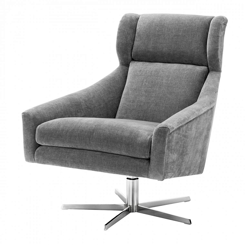 Кресло Eichholtz Swivel Chair Nara Никель Серый Кресло Eichholtz Swivel Chair Nara Никель Серый в Кирове | Loft Concept