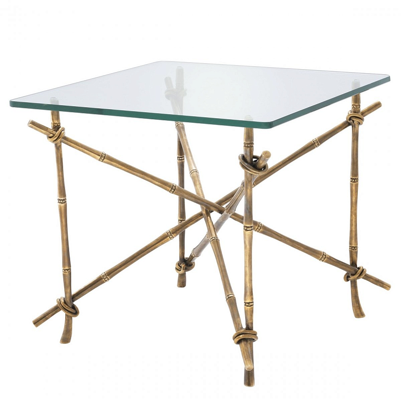 Журнальный стол Eichholtz Side Table Kahala Латунь Античная полированная Прозрачное Стекло Журнальный стол Eichholtz Side Table Kahala Латунь Античная полированная Прозрачное Стекло в Кирове | Loft Concept