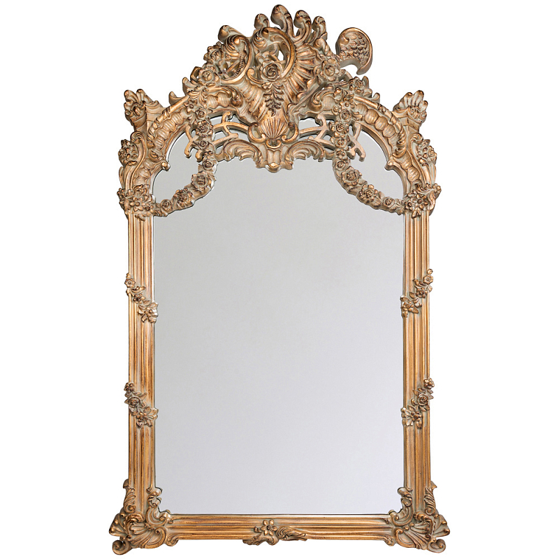 Зеркало настенное в ажурной раме с эффектом старины Classic Ornament Mirror Светло-коричневый Зеркало настенное в ажурной раме с эффектом старины Classic Ornament Mirror Светло-коричневый в Кирове | Loft Concept