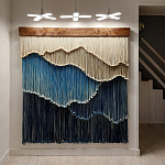 Текстильный Арт-объект на стену ручной работы из веревок Blue Mountains варинант исполнения - 2 | Loft Concept в Кирове