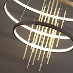 Люстра подвесная с 3-мя круглыми подвесами в черном и золотистом цвете и вертикальными подвесками Ring Horizontal варинант исполнения - 3 | Loft Concept в Кирове