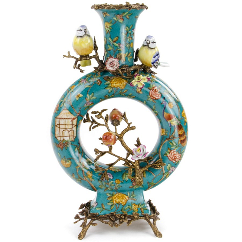 Фарфоровая ваза Vase with Hole Бирюзовый Бронза Фарфоровая ваза Vase with Hole Бирюзовый Бронза в Кирове | Loft Concept