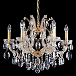 Люстра подвесная с 6-ю лампочками и прозрачными хрустальными подвесками на основании золотого цвета Crystal lamps варинант исполнения - 1 | Loft Concept в Кирове