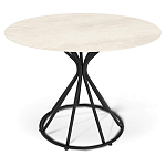 Стол обеденный с круглой керамической столешницей песчаного цвета Sand Ceramics варинант исполнения - 1 | Loft Concept в Кирове