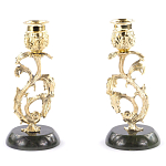 Подсвечники бронзовые на подставке из натурального камня нефрит Stone Candlestick варинант исполнения - 1 | Loft Concept в Кирове