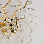 Бра золотого цвета с декоративными ветвями и прозрачными подвесками в форме листьев Droplet Chandelier варинант исполнения - 6 | Loft Concept в Кирове