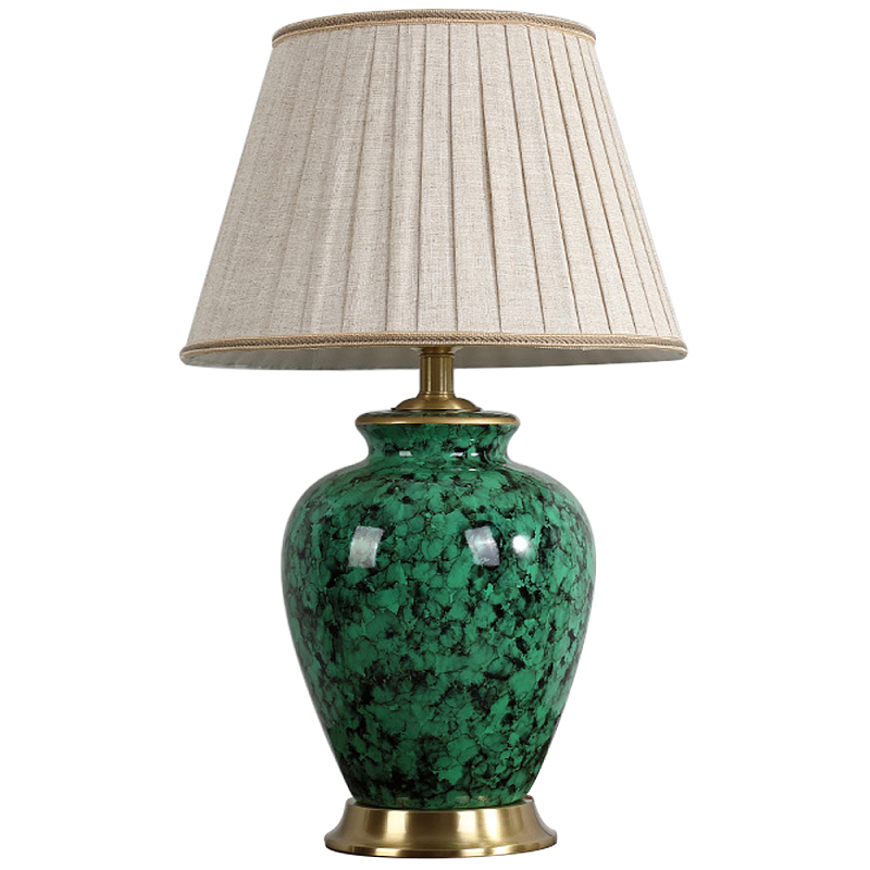 Настольная лампа с абажуром Beige Green Malachite Lampshade Зеленый Золотой Серый Настольная лампа с абажуром Beige Green Malachite Lampshade Зеленый Золотой Серый в Кирове | Loft Concept