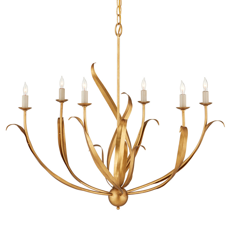 Люстра с декором в виде тонких листьев Long Thin Golden Leaves Золотой в Кирове | Loft Concept 
