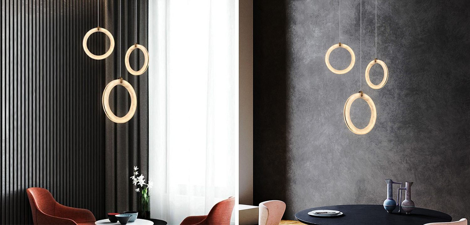 Cветильник Каскадный Три Кольца из натурального мрамора Marble Ring - Loft-Concept в Кирове