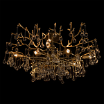 Потолочная люстра в виде ветвей деревьев золотого цвета с прозрачными подвесками-каплями Droplet Chandelier варинант исполнения - 4 | Loft Concept в Кирове