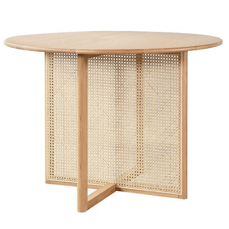 Обеденный стол круглый с плетёным основанием из ротанга Soda Dinning Table Бежевый Обеденный стол круглый с плетёным основанием из ротанга Soda Dinning Table Бежевый в Кирове | Loft Concept