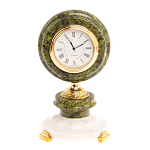 Часы настольные бронзовые из натуральных камней Мрамор и Змеевик Stone Clock варинант исполнения - 10 | Loft Concept в Кирове