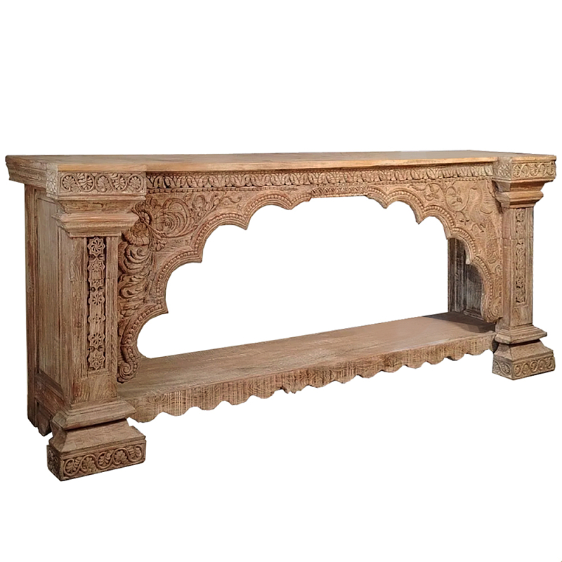 Большая Этническая Консоль с резным орнаментом  Серый в Кирове | Loft Concept 
