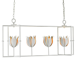Люстра белая прямоугольная с абажурами в виде цветков тюльпана White Tulips варинант исполнения - 2 | Loft Concept в Кирове