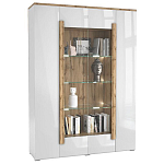 Шкаф-витрина с белым глянцевым фасадом 4-х дверная Grace of Furniture варинант исполнения - 1 | Loft Concept в Кирове