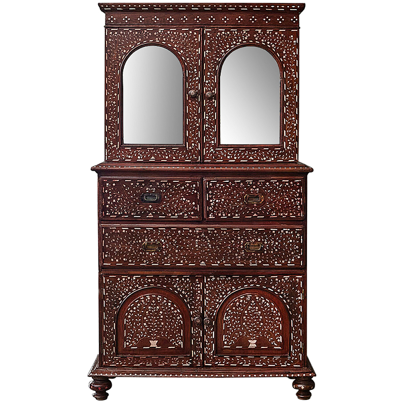 Буфет из массива тика инкрустированный костью Wooden Bone Inlay Mirror Cupboard Коричневый Белый Зеркало Винтажная латунь Буфет из массива тика инкрустированный костью Wooden Bone Inlay Mirror Cupboard Коричневый Белый Зеркало Винтажная латунь в Кирове | Loft Concept