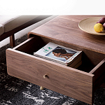 Кофейный стол из дерева с ящиком и нишей для хранения Coffee Walnut Table варинант исполнения - 7 | Loft Concept в Кирове