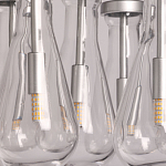 Люстра с 7-ю прозрачными плафонами из стекла в форме капли на круглом потолочном основании цвета хром Lucid Rain  варинант исполнения - 9 | Loft Concept в Кирове