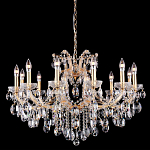Люстра подвесная с 12-ю лампочками и прозрачными хрустальными подвесками на основании золотого цвета Crystal lamps варинант исполнения - 1 | Loft Concept в Кирове