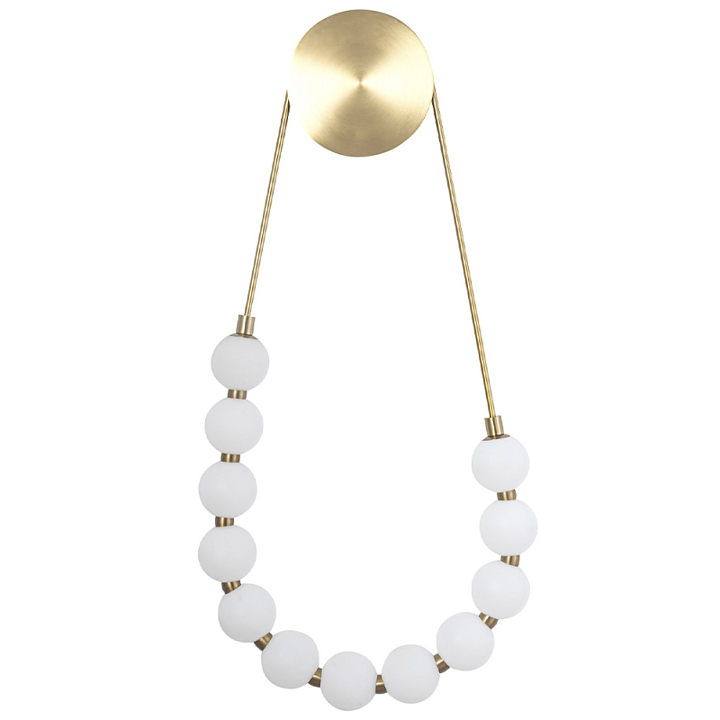 Настенный светильник с плафонами в виде шаров из акрила Pearls Suspension Brass Wall Lamp Латунь Белый Настенный светильник с плафонами в виде шаров из акрила Pearls Suspension Brass Wall Lamp Латунь Белый в Кирове | Loft Concept