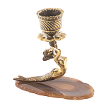 Подсвечник из натурального камня агат светло-коричневый Stone Candlestick варинант исполнения - 3 | Loft Concept в Кирове