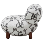 Кресло без подлокотников на деревянных ножках белое с вышивкой Sharp Armchair варинант исполнения - 2 | Loft Concept в Кирове