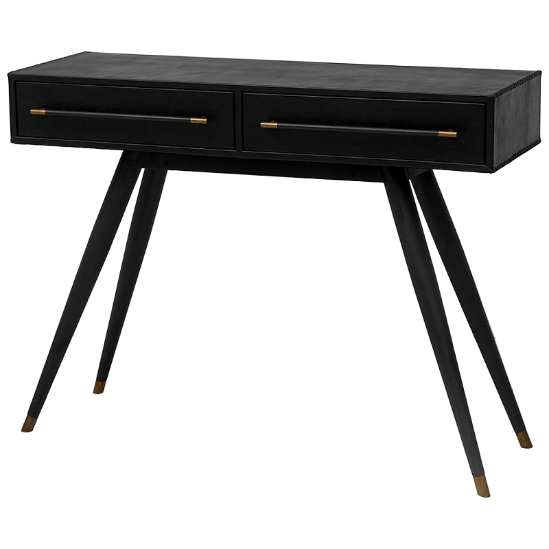 Консоль с 2-мя ящиками Idoya Black Console Черный Латунь Консоль с 2-мя ящиками Idoya Black Console Черный Латунь в Кирове | Loft Concept