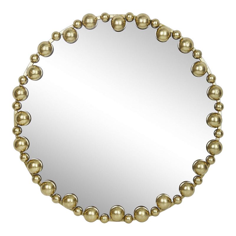 Зеркало круглое в фактурной золотистой раме из металла Mirror Golden Placer Золотой в Кирове | Loft Concept 