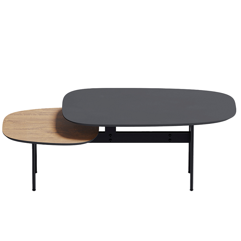 Step журнальный столик из натурального дуба и металла Черный Светлый дуб в Кирове | Loft Concept 