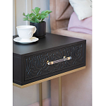 Приставной столик с резным узором на выдвижном ящике Black Table Carved Pattern варинант исполнения - 6 | Loft Concept в Кирове
