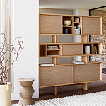 Приставной стол с отделкой из джута Juti D30 см варинант исполнения - 7 | Loft Concept в Кирове