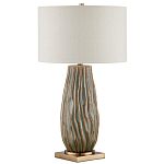 Настольная лампа с фактурным корпусом и тканевым абажуром Smooth Peaks варинант исполнения - 3 | Loft Concept в Кирове