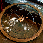 Часы настенные деревянные с римскими цифрами бронзового цвета Clock with History варинант исполнения - 3 | Loft Concept в Кирове