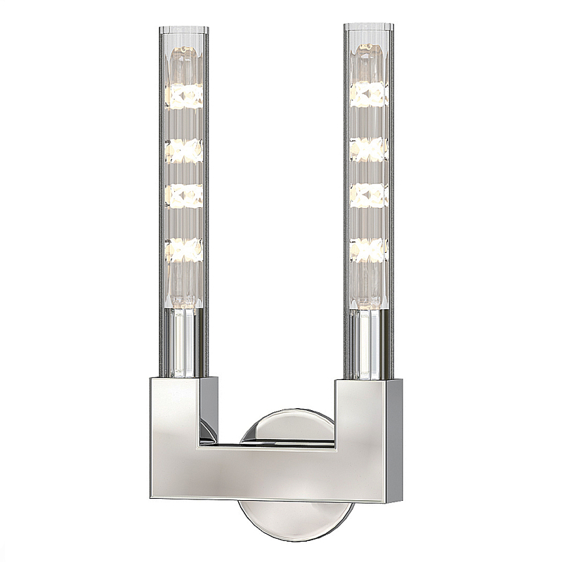 Бра CANNELLE wall lamp DOUBLE Sconces Chrome Хром Прозрачное Стекло в Кирове | Loft Concept 