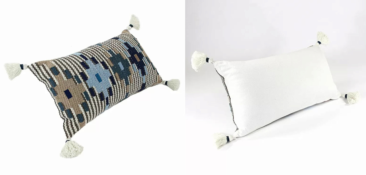 Подушка Blue Ikat с кисточками Подушка Blue Ikat с кисточками - Loft-Concept в Кирове