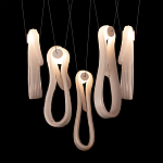 Подвесной светильник белого цвета с 6-ю изогнутыми плафонами Flow Loop варинант исполнения - 7 | Loft Concept в Кирове