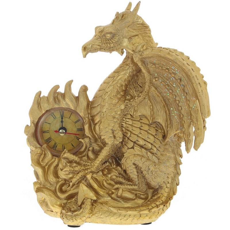 Часы в виде дракона Golden Dragon Clock Золотой Часы в виде дракона Golden Dragon Clock Золотой в Кирове | Loft Concept