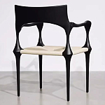 Стул дизайнерский с плетеным сидением Kronos Dining Chair Black варинант исполнения - 5 | Loft Concept в Кирове