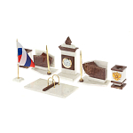 Настольный письменный набор из мрамора и лемезита с гербом и флагом России Marble Accessory варинант исполнения - 2 | Loft Concept в Кирове