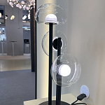 Настольная лампа с тремя прозрачными куполообразными плафонами и черным металлическим основанием Flos Wireline Lighting варинант исполнения - 4 | Loft Concept в Кирове