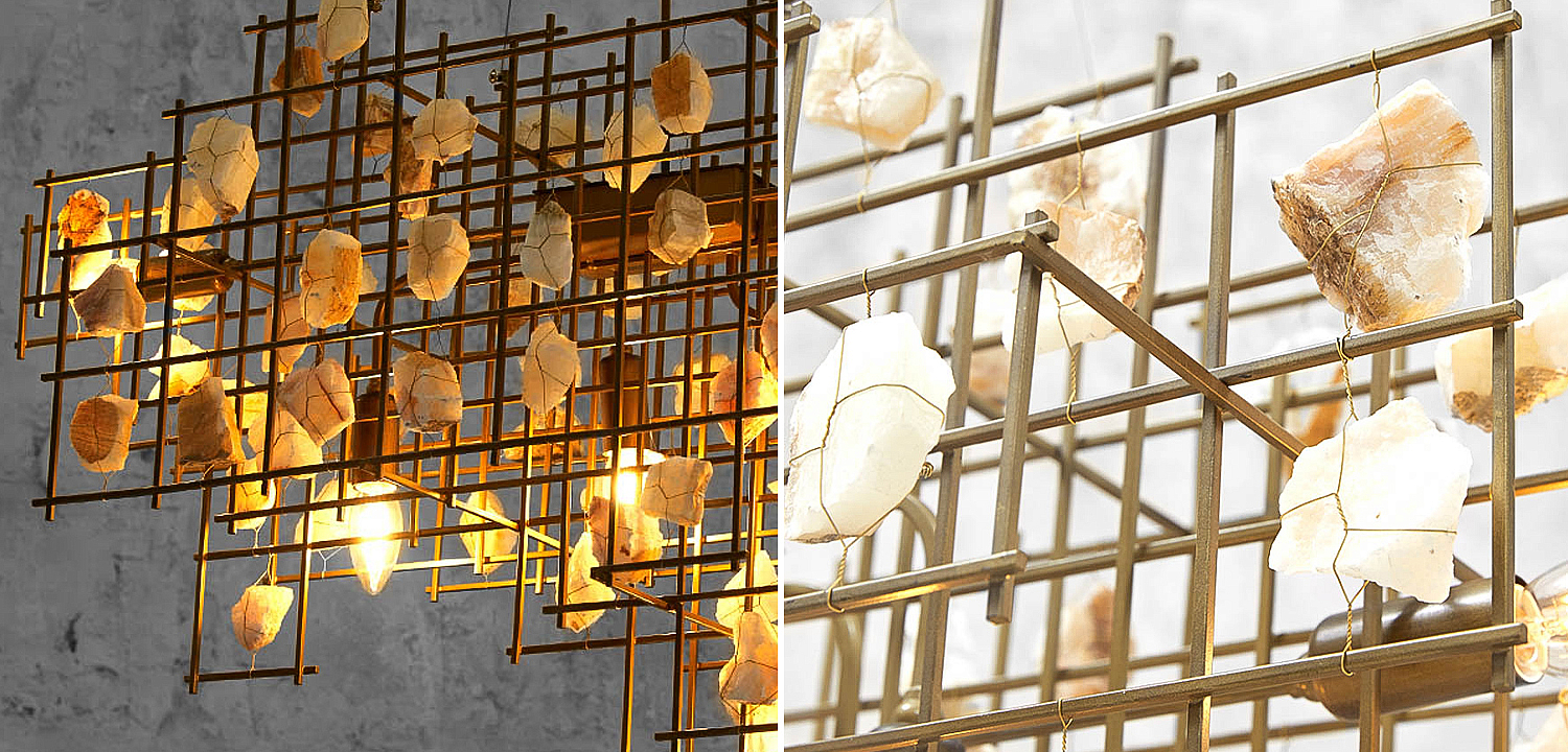 Люстра металлическая с подвесками из камня Geometric Stones Chandelier Люстра металлическая с подвесками из камня Geometric Stones Chandelier - Loft-Concept в Кирове